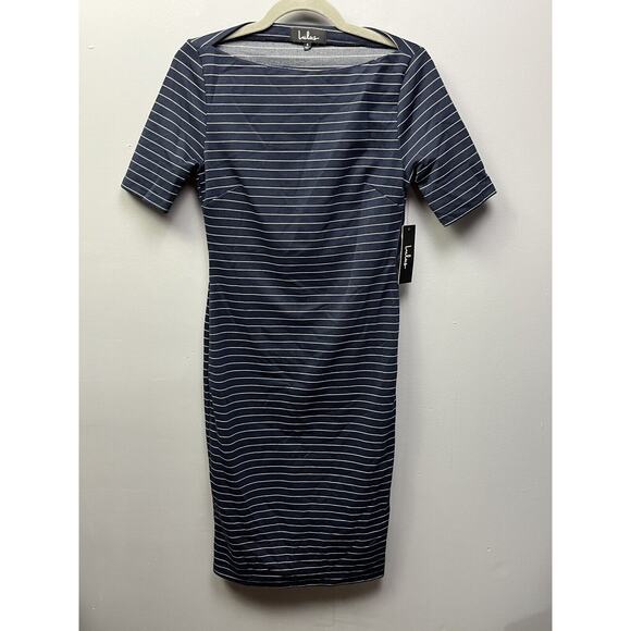 Lulus Pencil Dress‎ Womens Size Small Navy White Striped Short Sleeves NEW - Picture 1 of 6